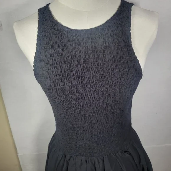 Madewell The Melody Black Smocked Cotton Sleeveless Midi Tank Dress Size XS - Picture 2 of 8